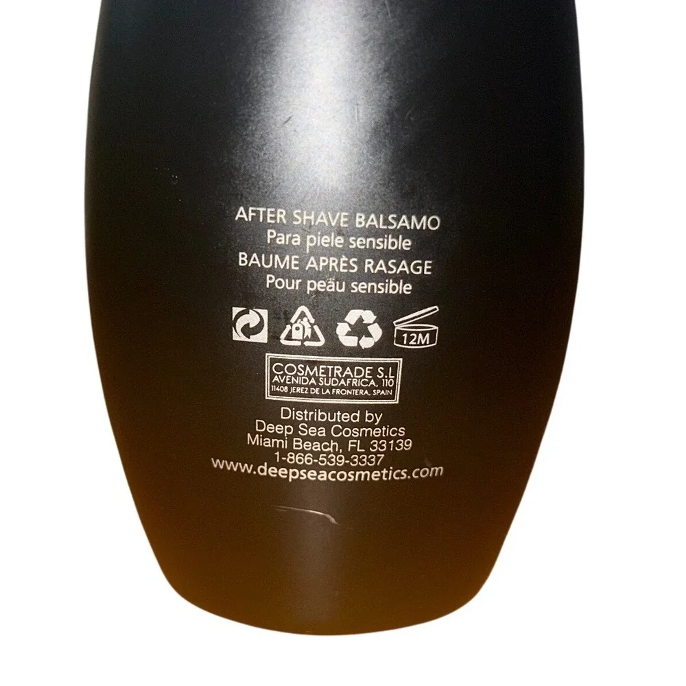 Deep Sea Cosmetics Mens After Shave Balm Sensitive Skin 100ml 3.38oz Matte Black